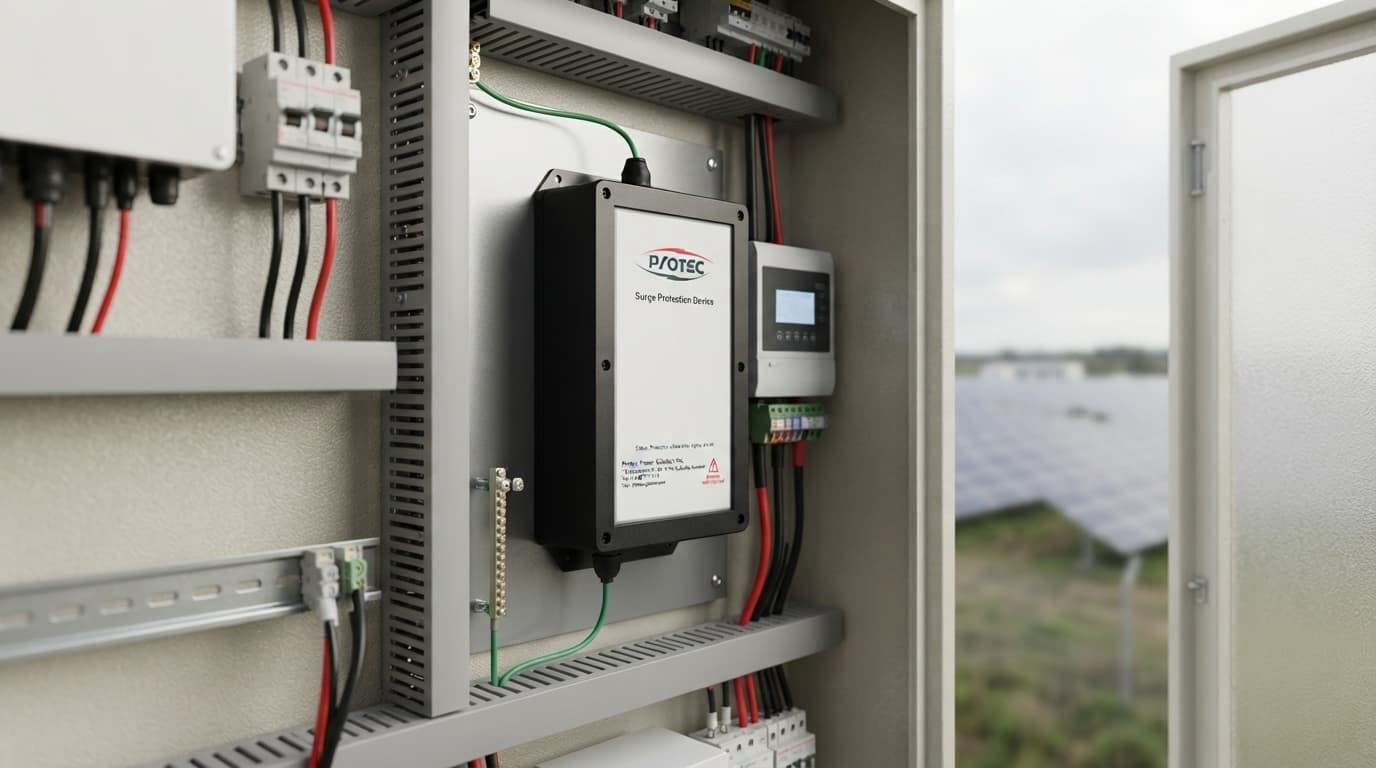 Simulated product demo: ProH SPD — solar PV inverter cabinet interior with neat wiring